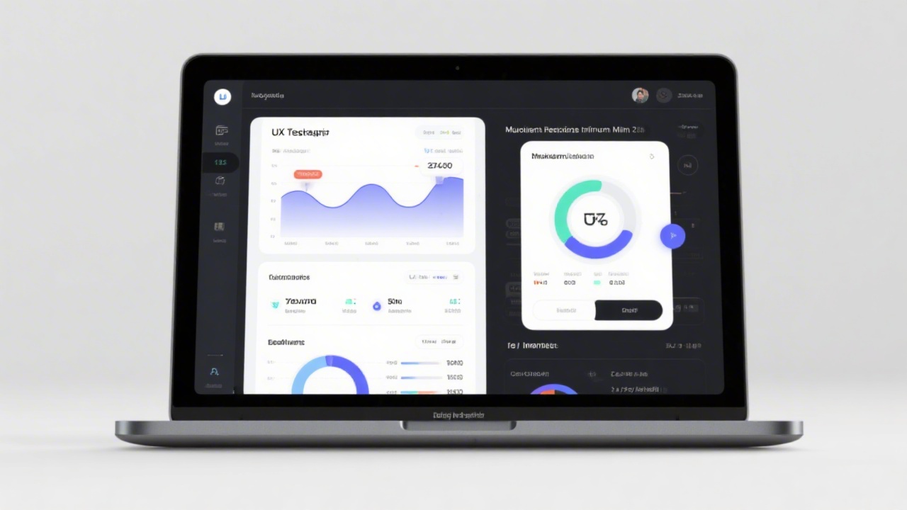 Laptop screen showing analytics dashboard and UX testing tool side by side, indicating use of real metrics and insights